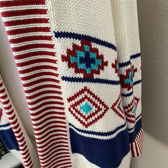 MARINE LAYER The Cora Aztec Cotton Knit Oversized Open Cardigan Sweater XS/S - Picture 4 of 11